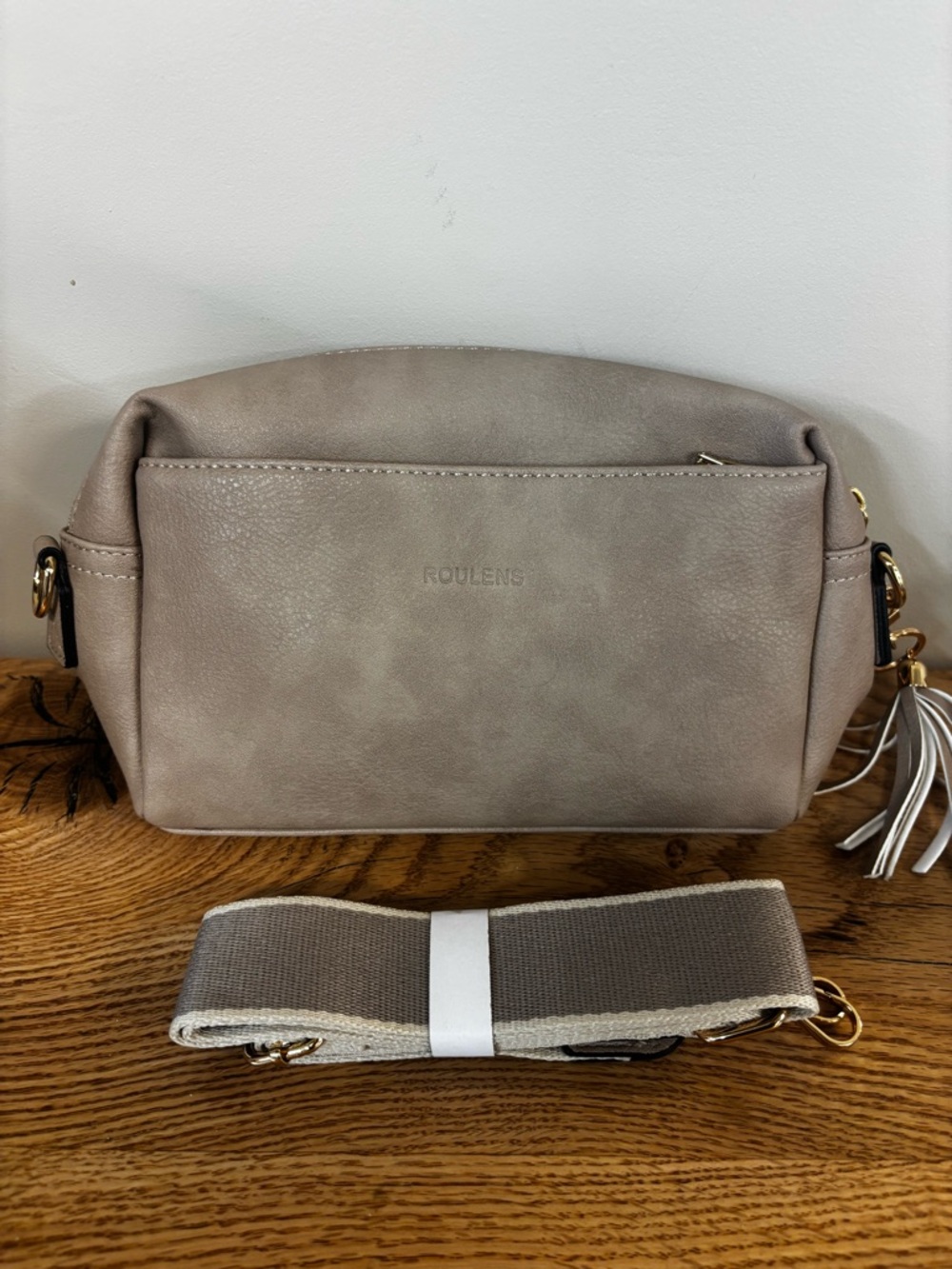 Roulens Taupe Shoulder Bag with Detachable Strap